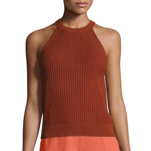 Theory Tops - THEORY Waxson Rib Tank Sweater, Red